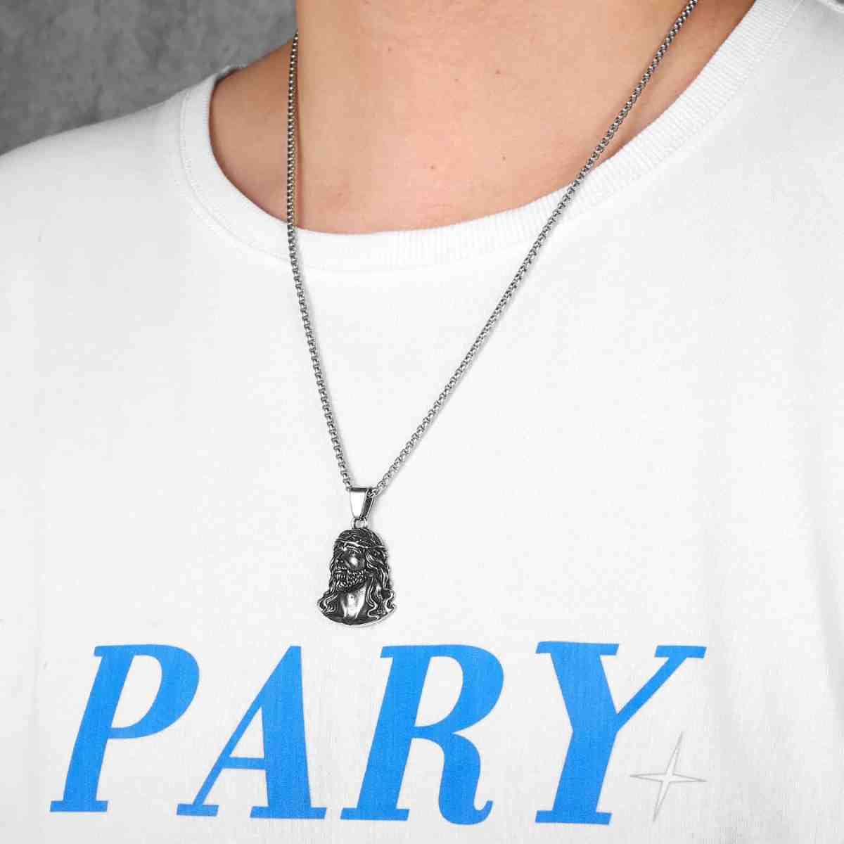 Jesus Head Pendant Necklace - Image 4