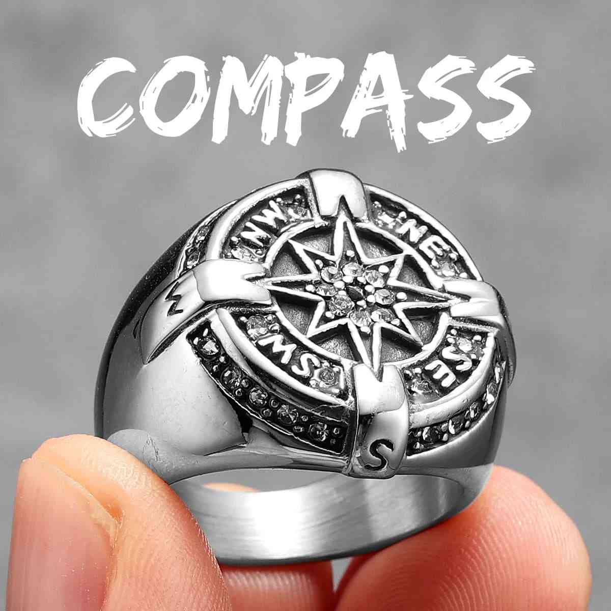 Luxury Compass Ring with Rhinestone - Image 3