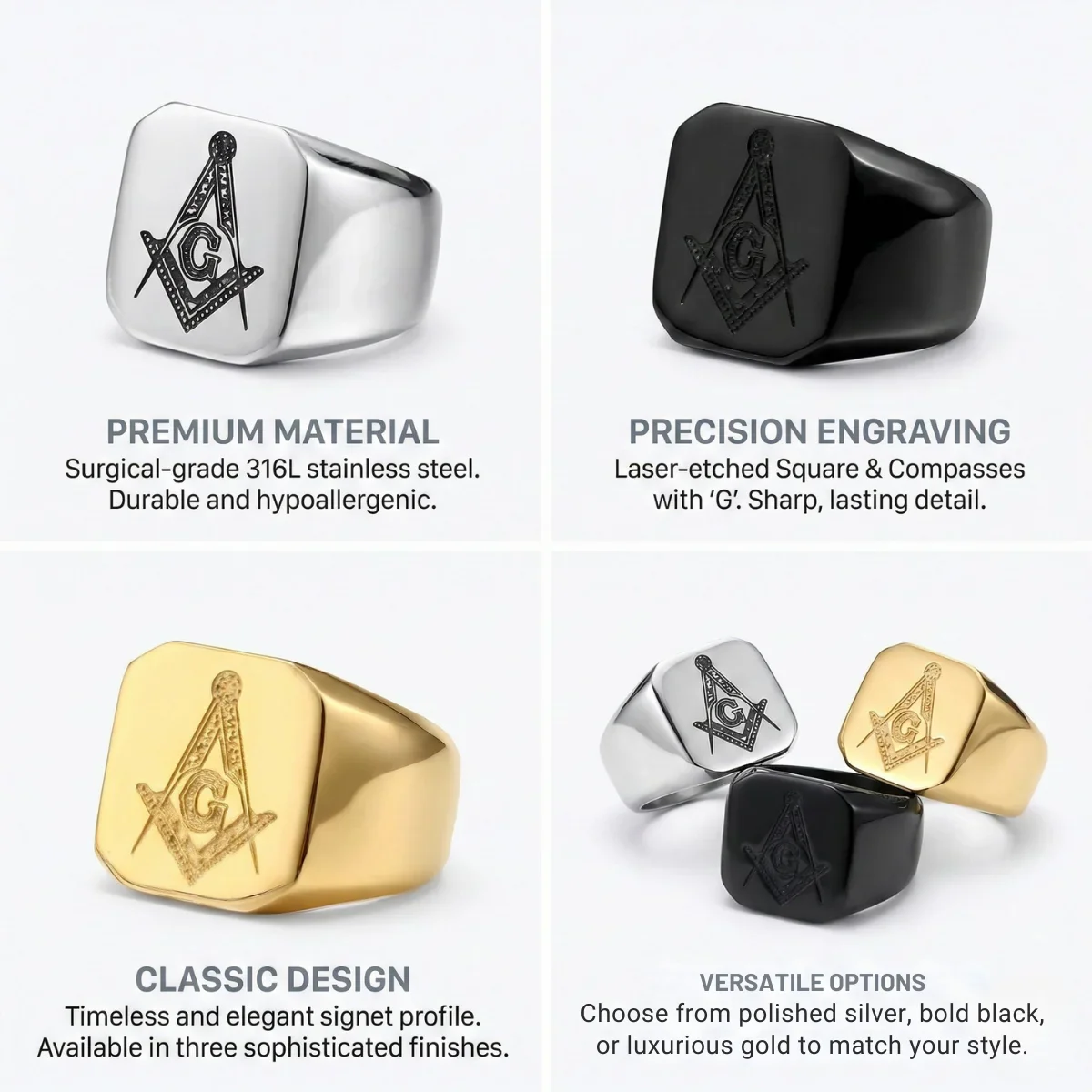 Masonic Signet Pinky Ring - Image 5
