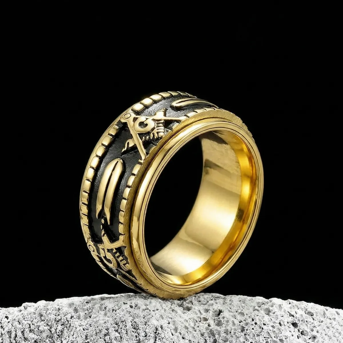 Masonic Working Tools Spinner Ring