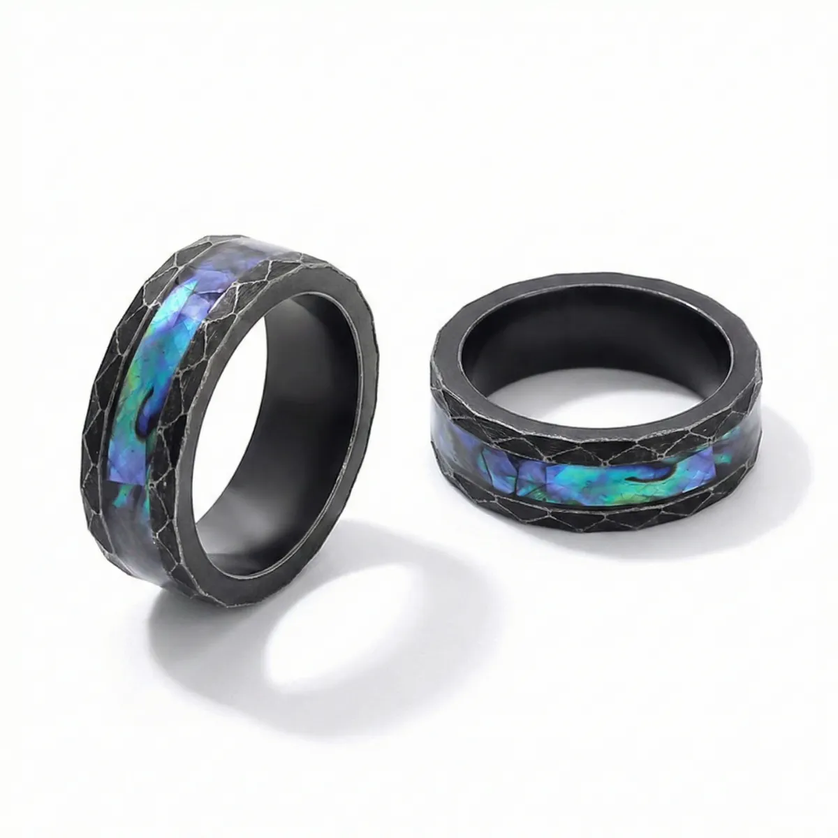 Men‘s Black Faceted Abalone Ring - Image 4