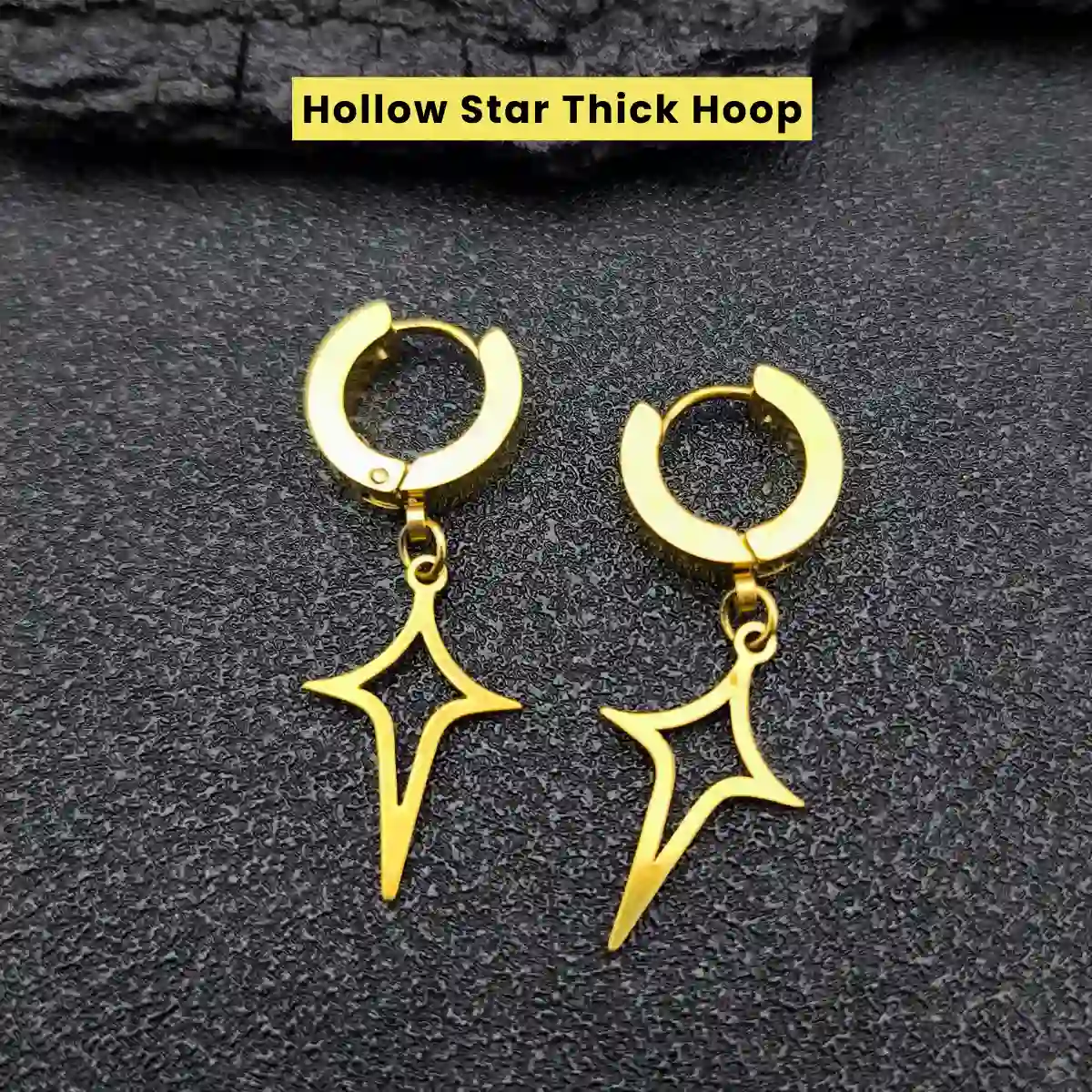 Men's Star Dangle Earrings - Image 15