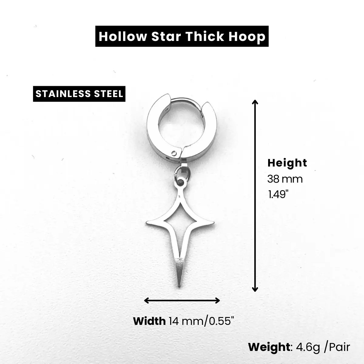 Men's Star Dangle Earrings - Image 5