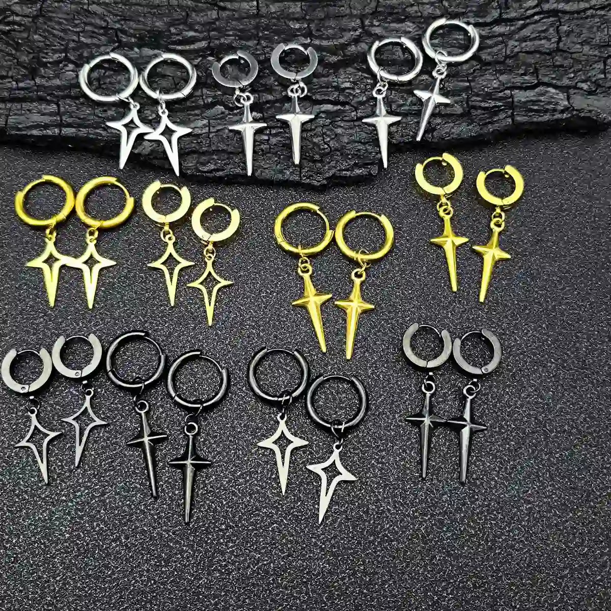 Men's Star Dangle Earrings - Image 8