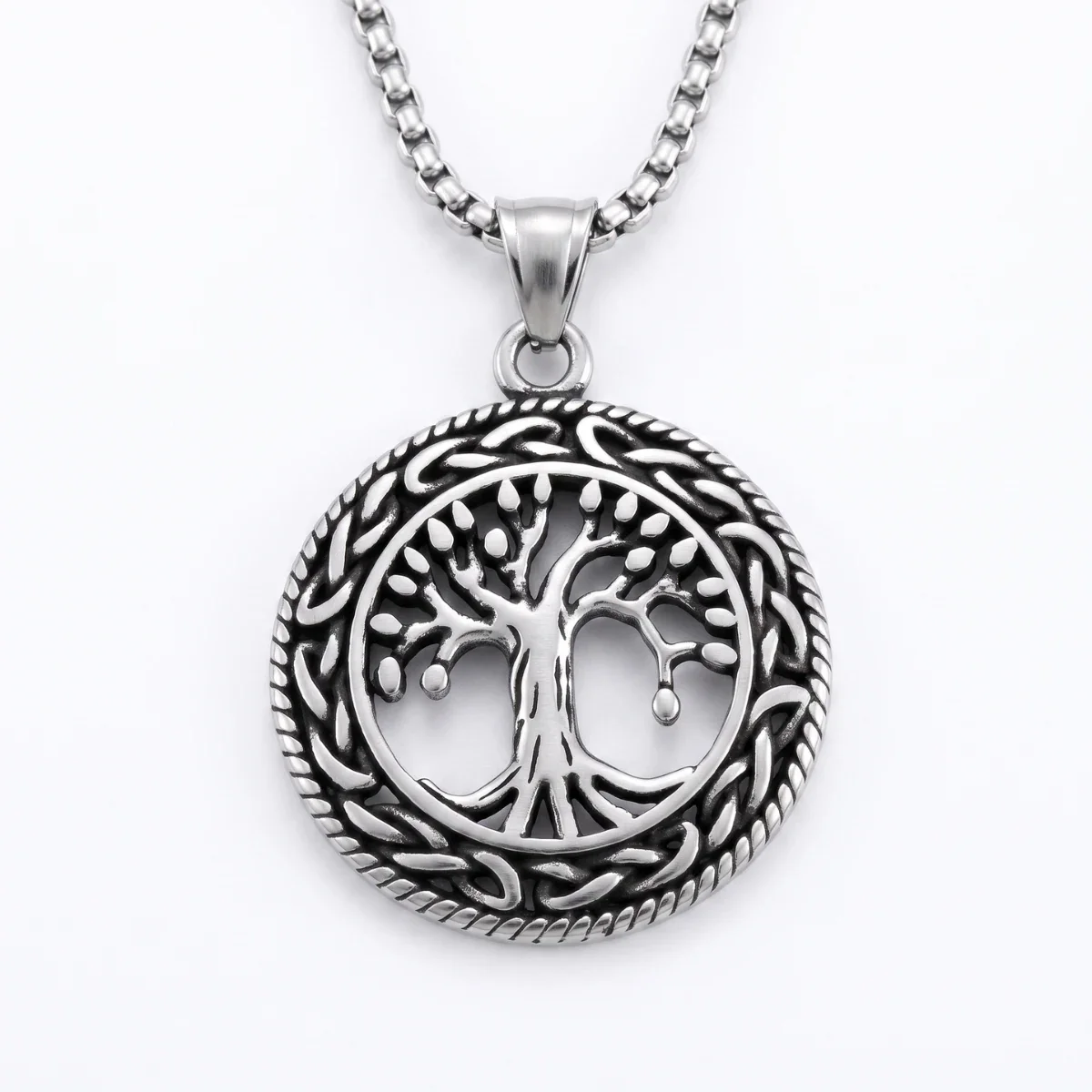 Men's Yggdrasil Necklace with Braided - Image 6