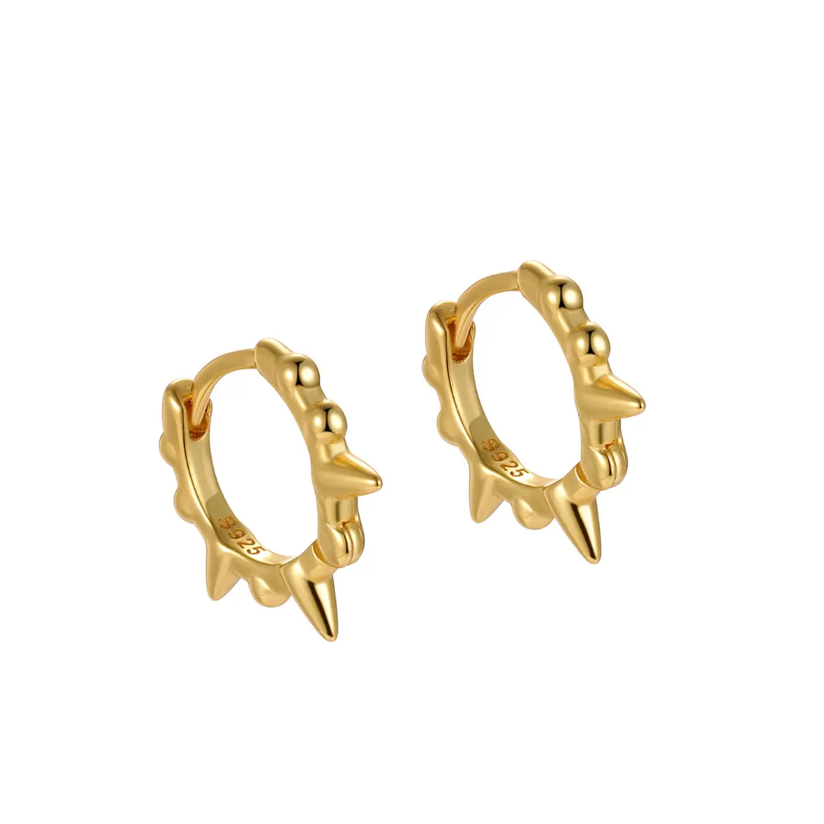 Mini Spike Huggie Hoop Earrings Sterling Silver - Image 7