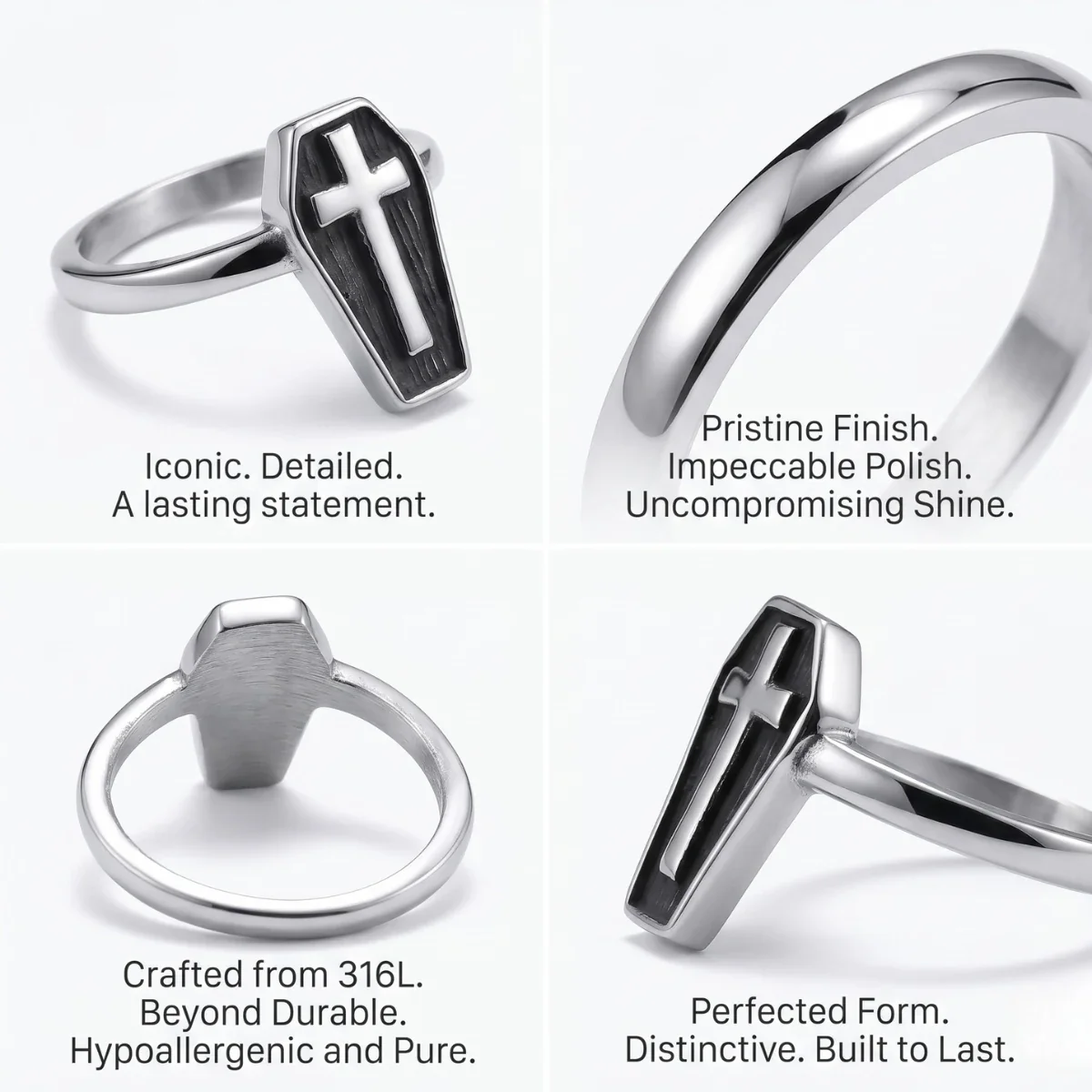 Minimalist Cross Coffin Ring - Image 5