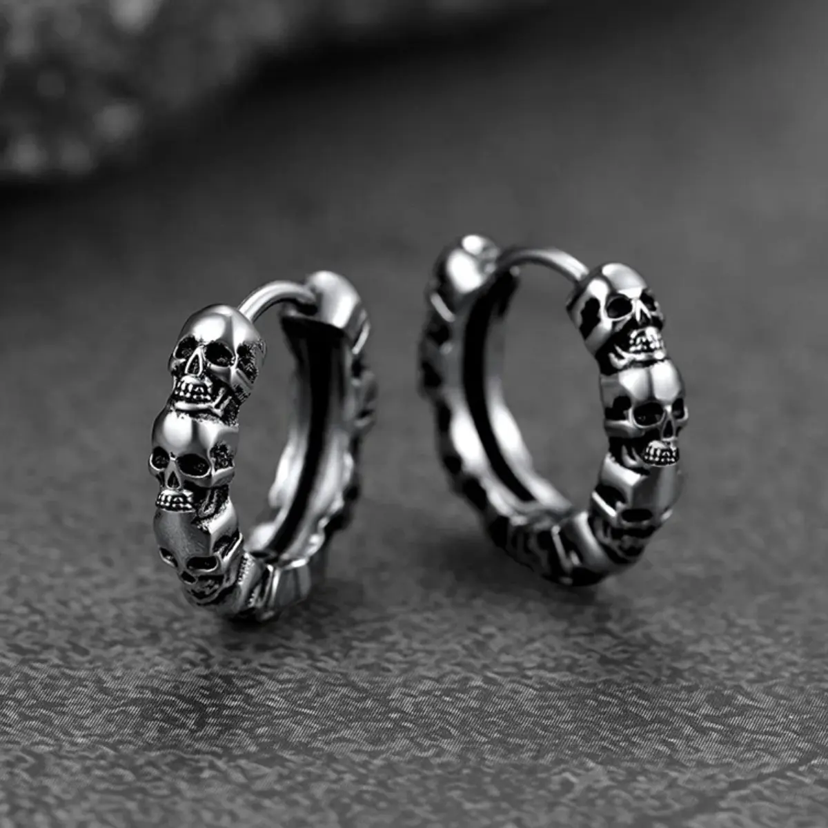Multiple Skull Head Hoop Earrings - Image 5