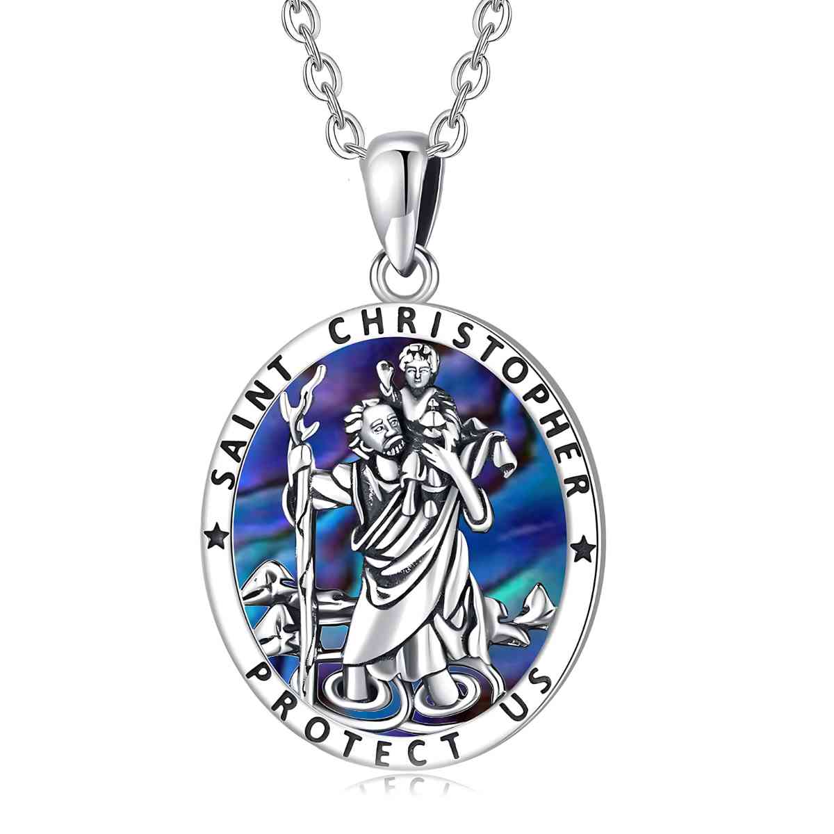 Oval Saint Christopher Necklace Sterling Silver - Image 4