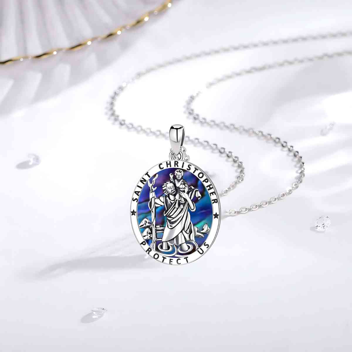 Oval Saint Christopher Necklace Sterling Silver - Image 6