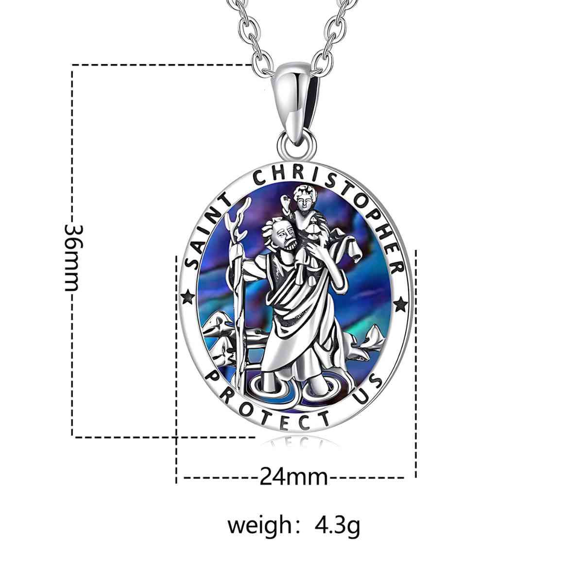 Oval Saint Christopher Necklace Sterling Silver - Image 7