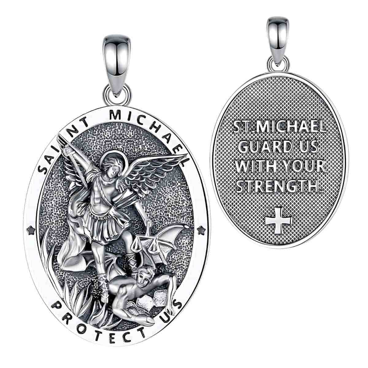 Oval Saint Michael Pendant with Prayer