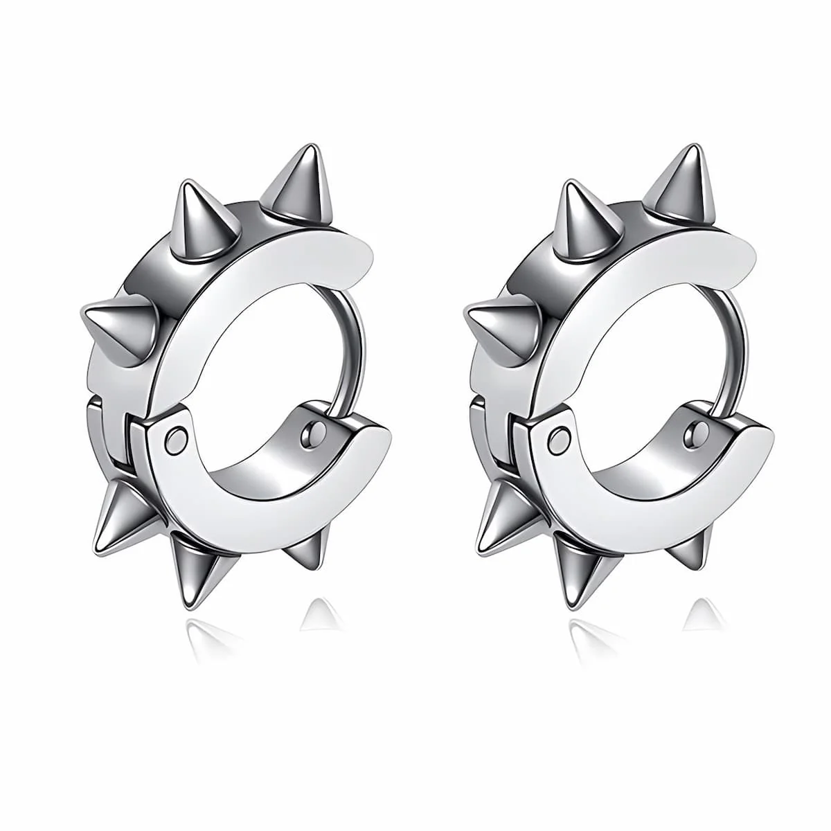 4mm Hoop Spike Punk Earrings Stainless Steel - Image 8
