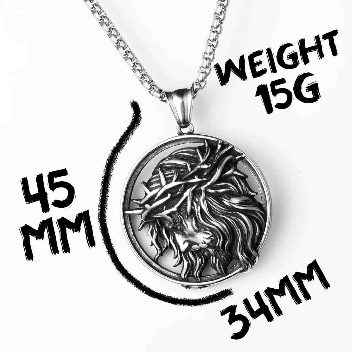 Round Jesus Head Pendant with Crown of Thorns - Image 7