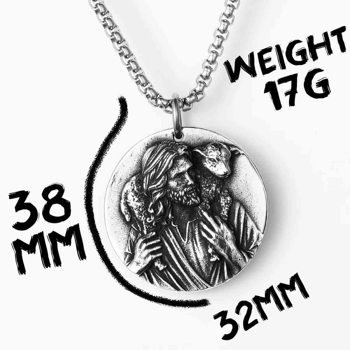 Round Jesus Pendant with Lamb - Image 7