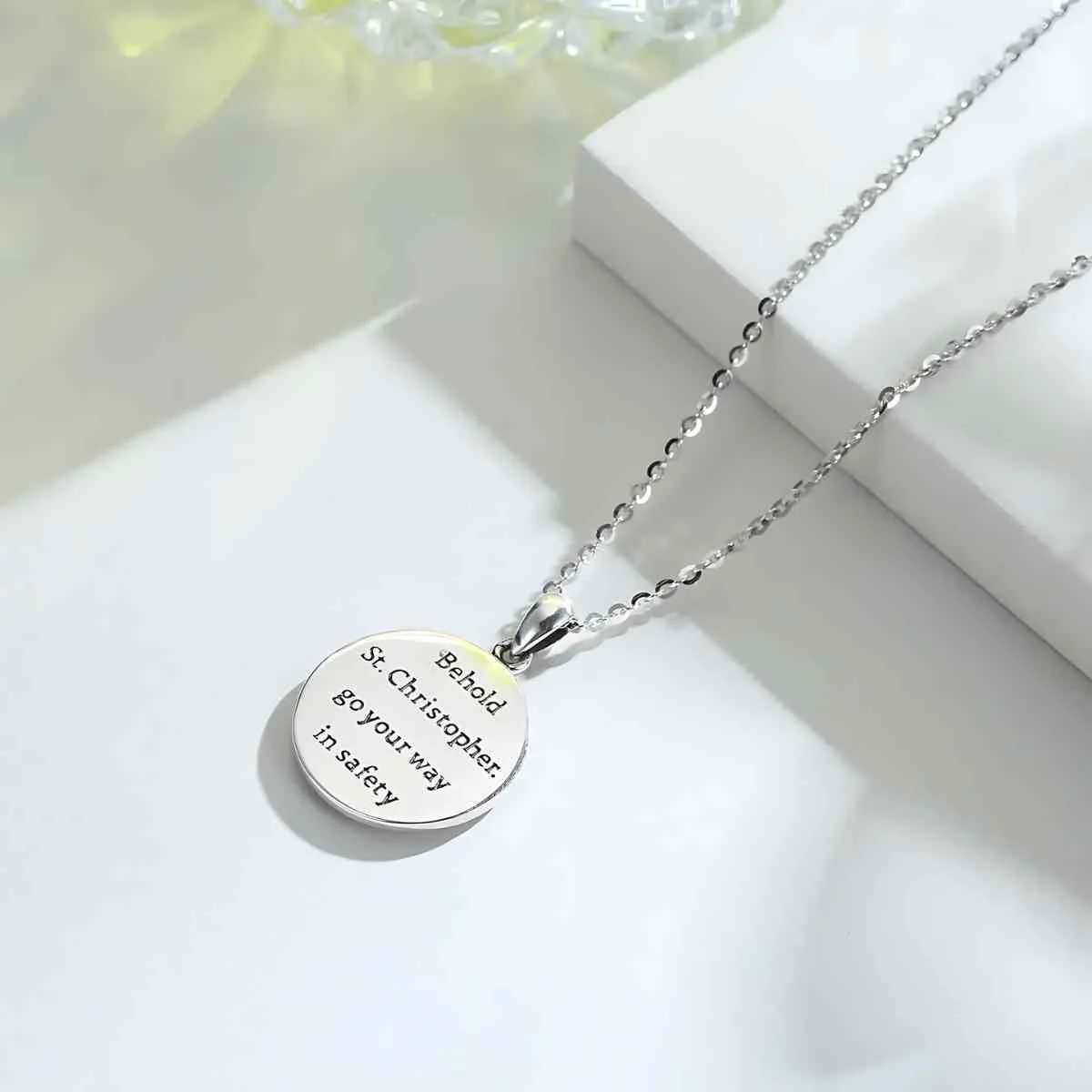 Round Saint Christopher Pendant Necklace - Image 6