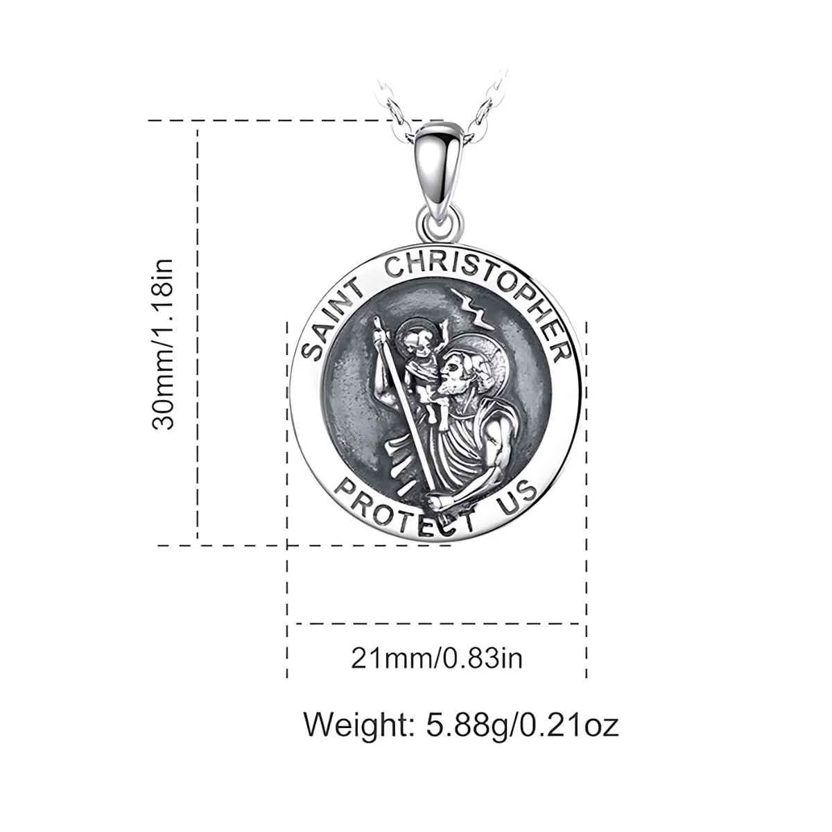 Round Saint Christopher Pendant Necklace - Image 7