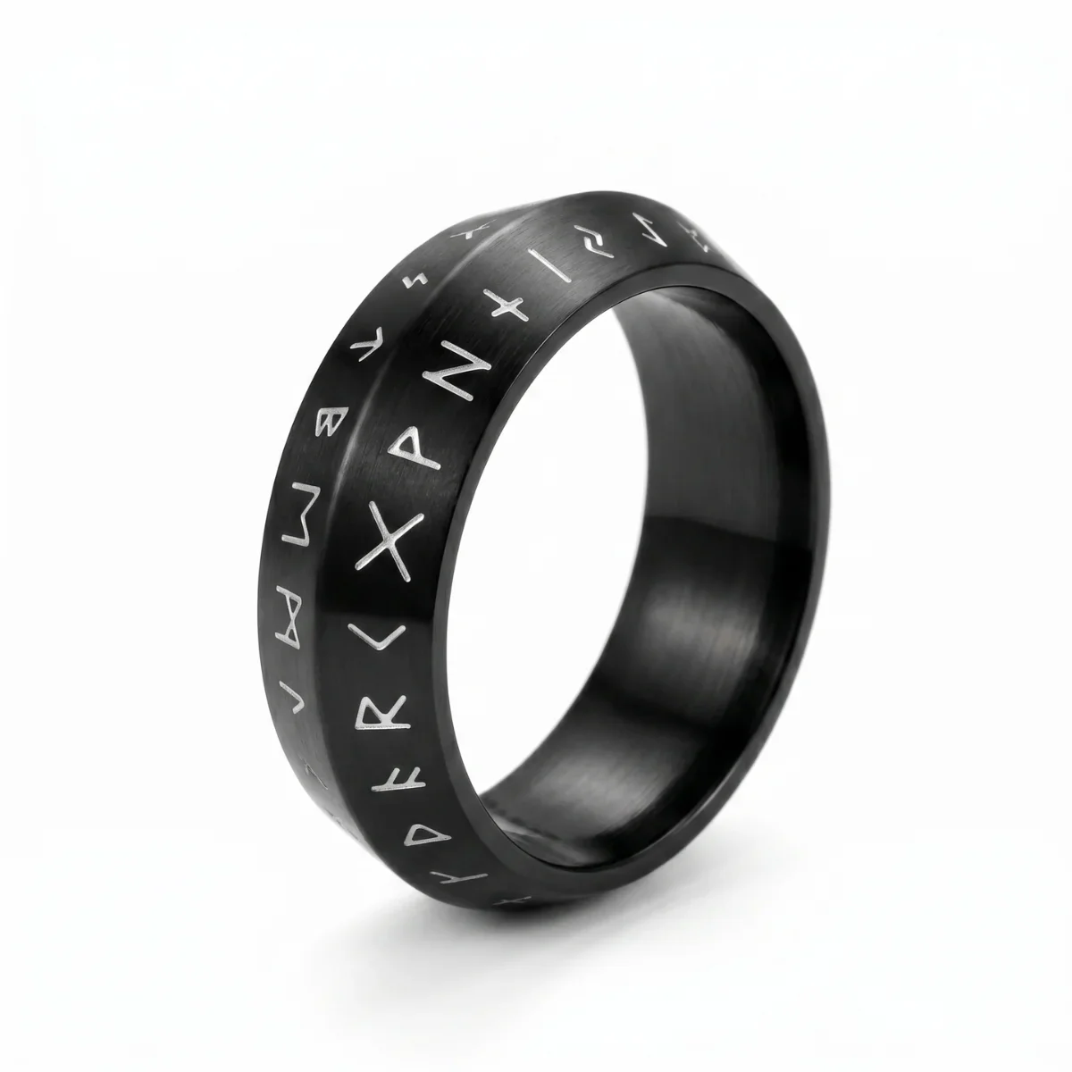 Black Stainless Steel Rune Ring - Image 4