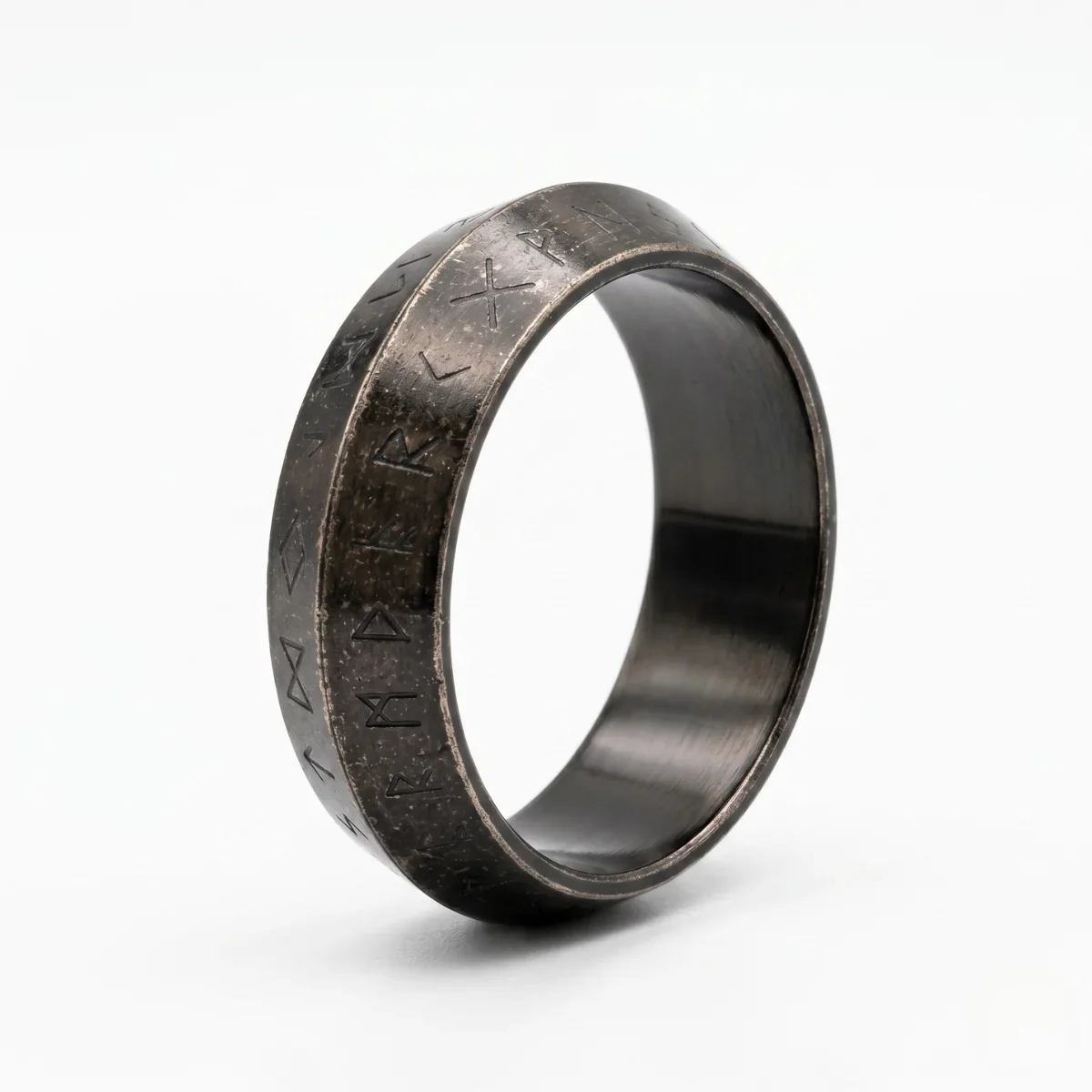 Black Stainless Steel Rune Ring - Image 6