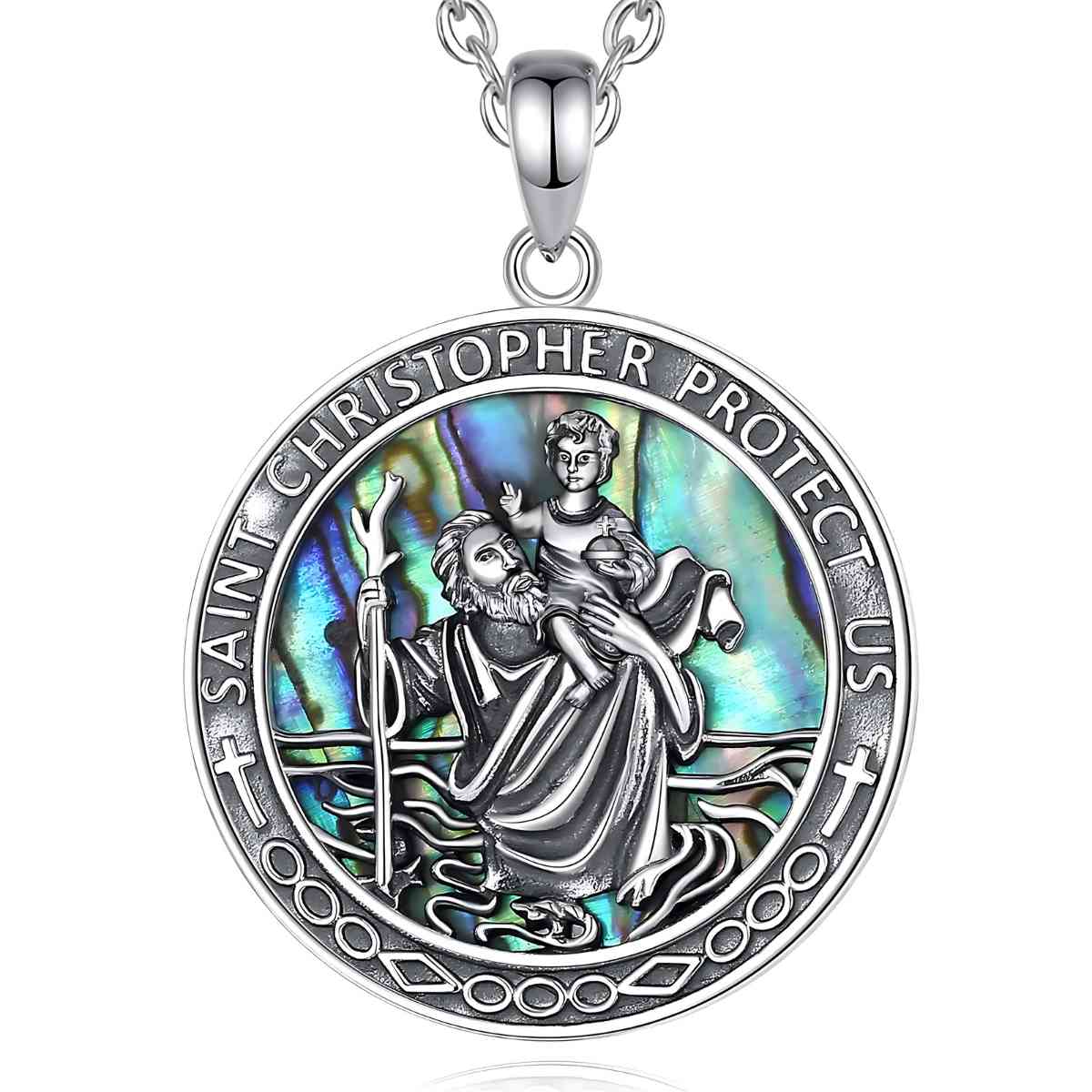 Saint Christopher Medallion Necklace Sterling Silver - Image 5