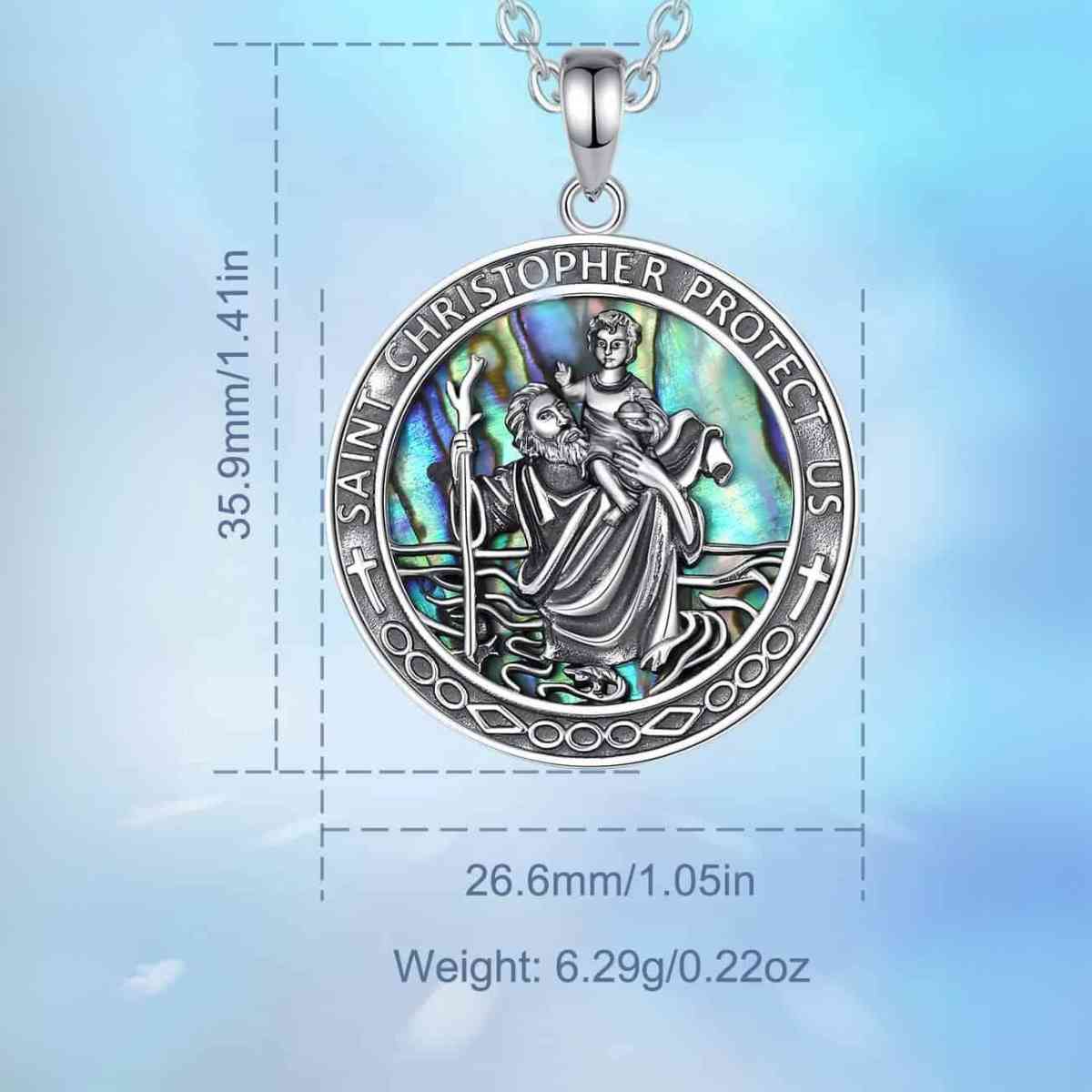 Saint Christopher Medallion Necklace Sterling Silver - Image 9