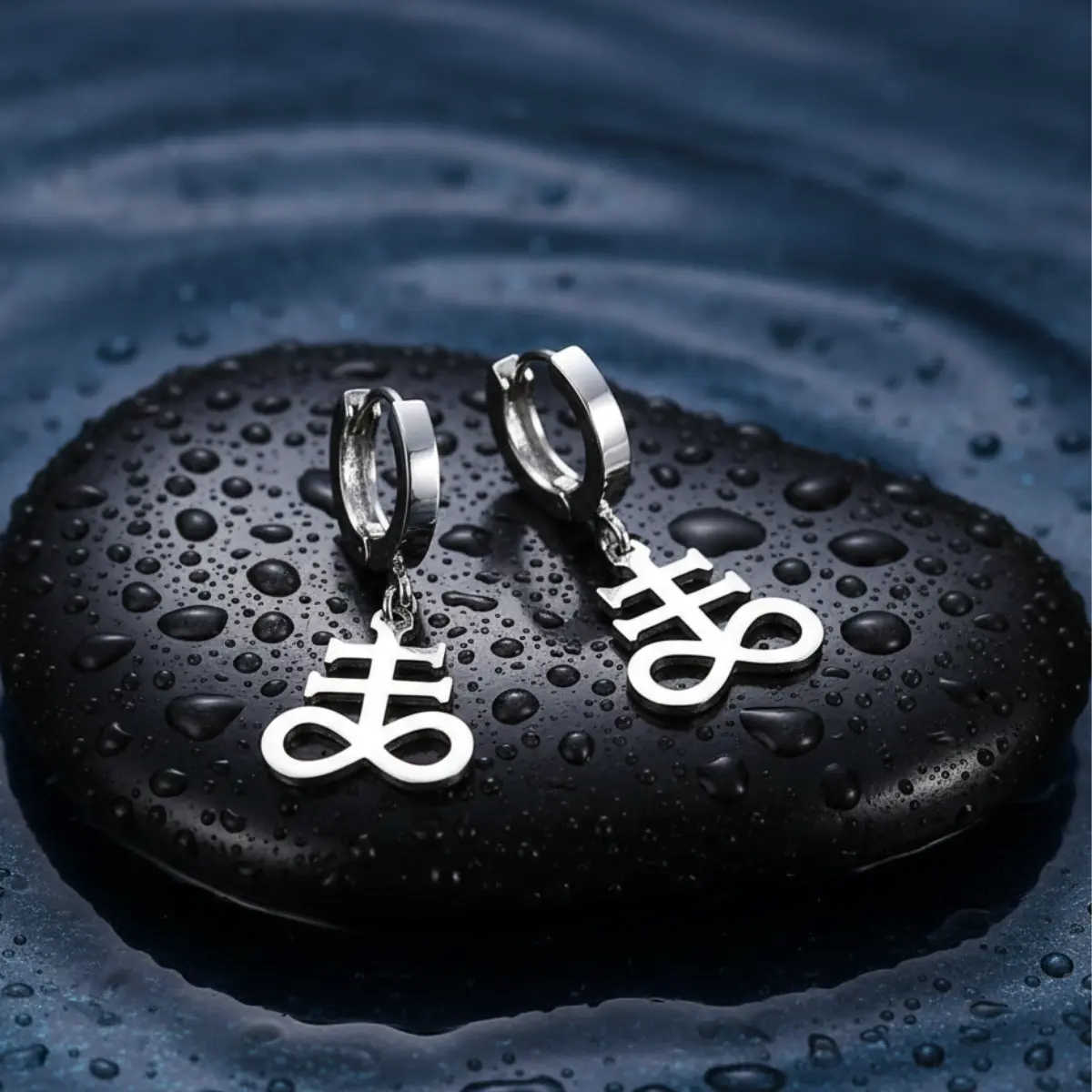 Satan Drop Hoop Earrings