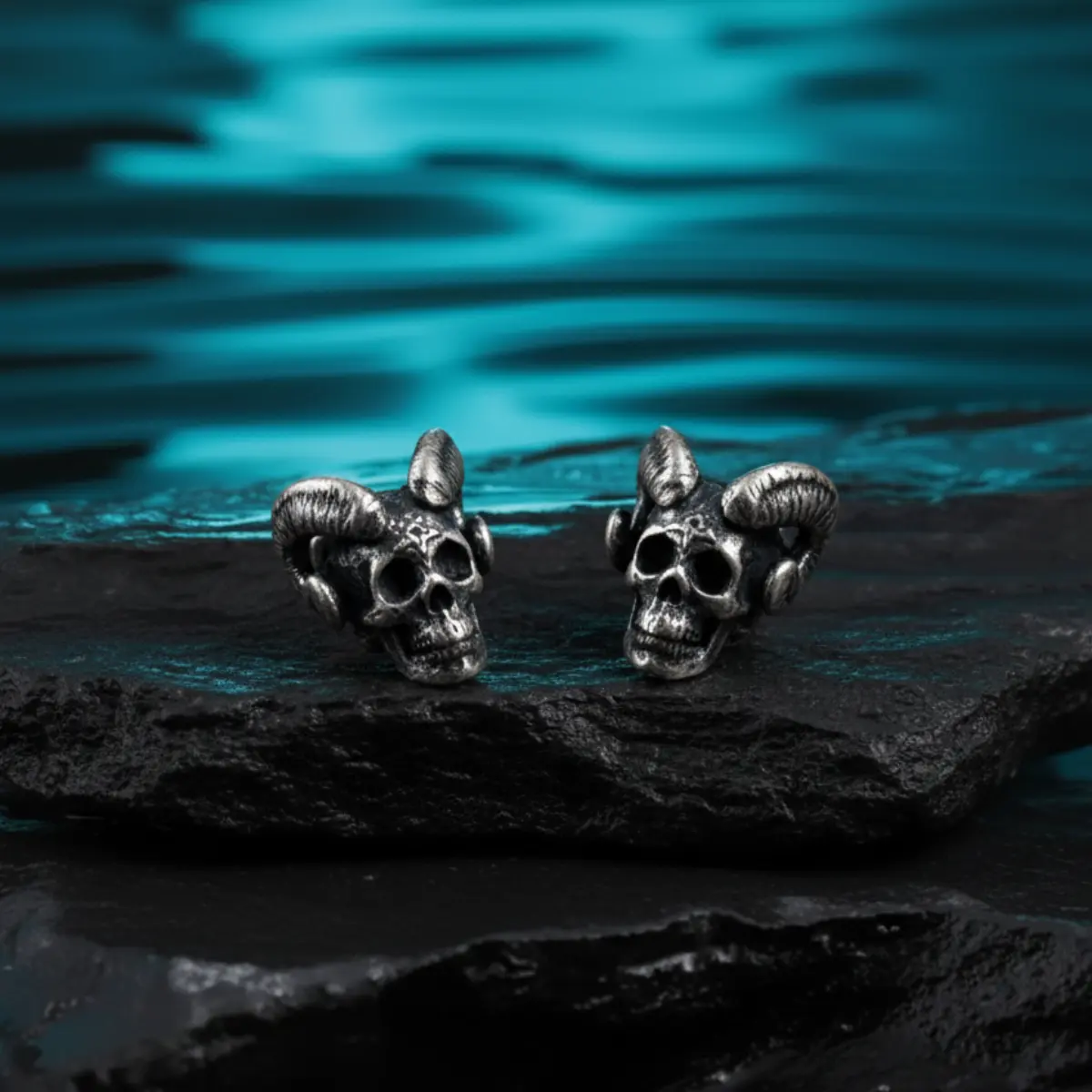 Satan Skull Stud Earrings - Image 2