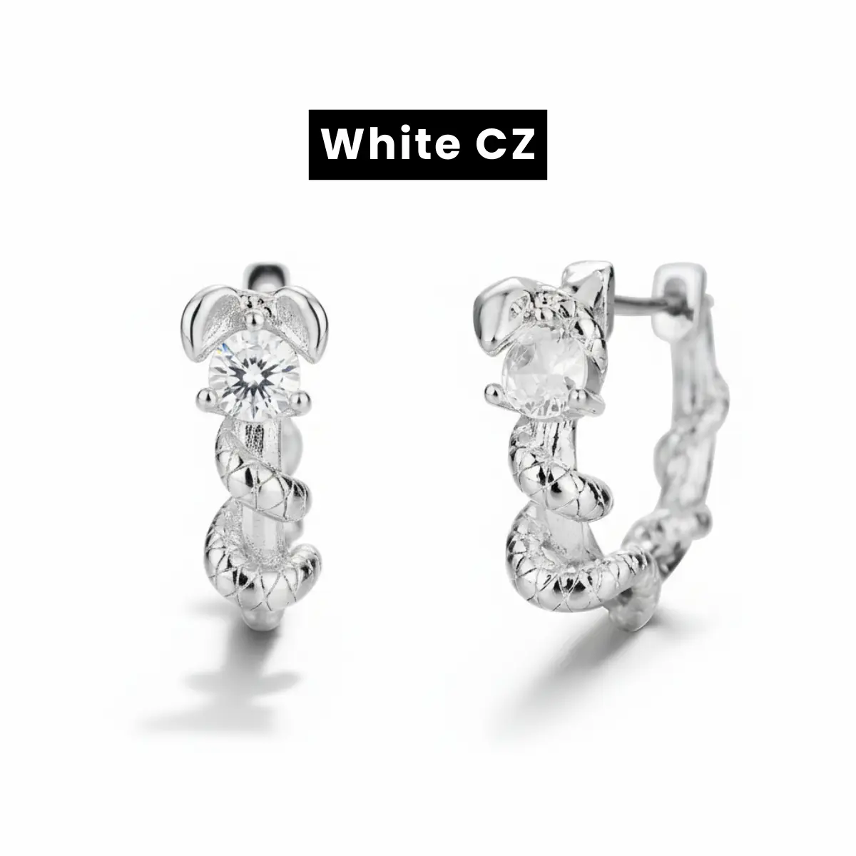 Serpent Pave CZ Hoop Earrings - Image 12