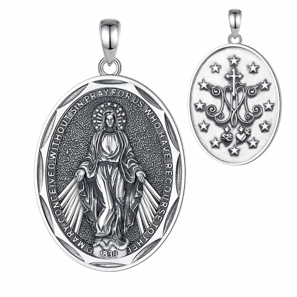 Silver Miraculous Medal Necklace