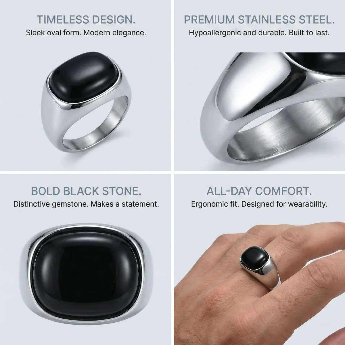 Silver Ring with Black Stone - Image 4