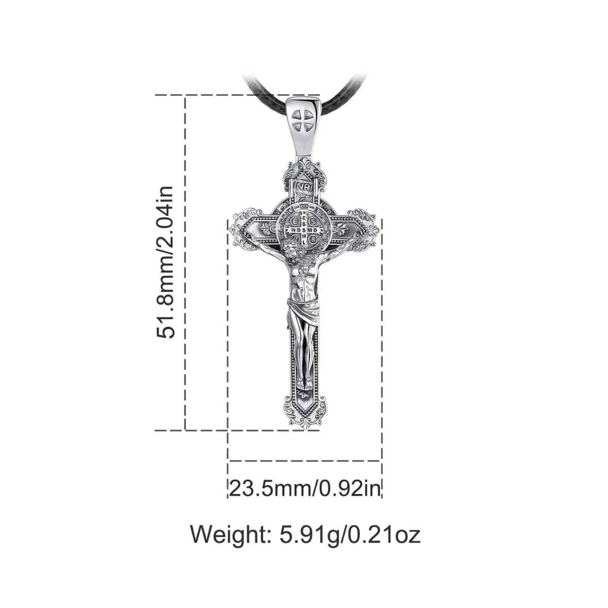Silver Saint Benedict Cross Necklace - Image 7