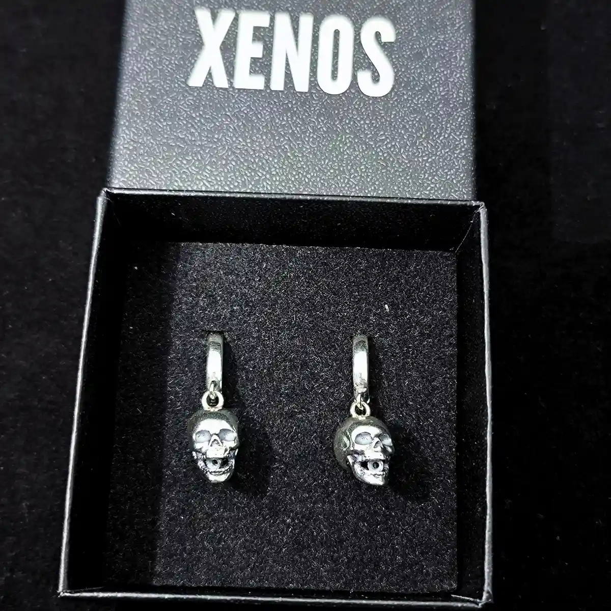 Silver Skull Head Hoop Earrings - Image 10