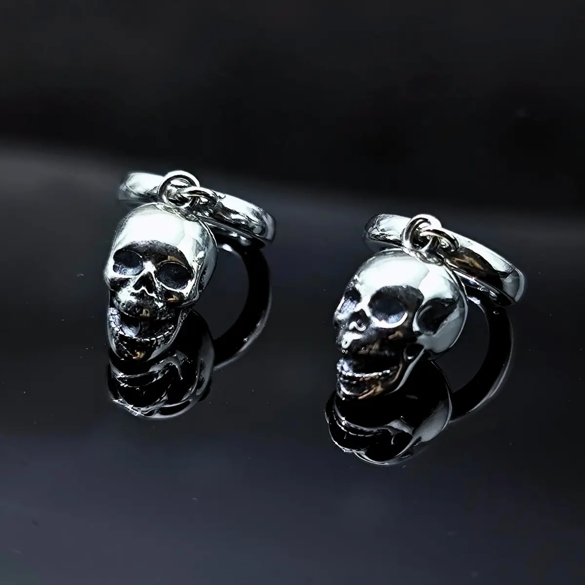 Silver Skull Head Hoop Earrings - Image 9
