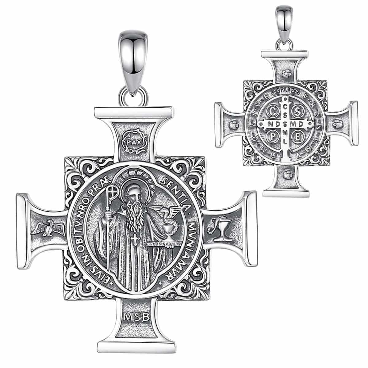 Silver St. Benedict Maltese Cross Pendant