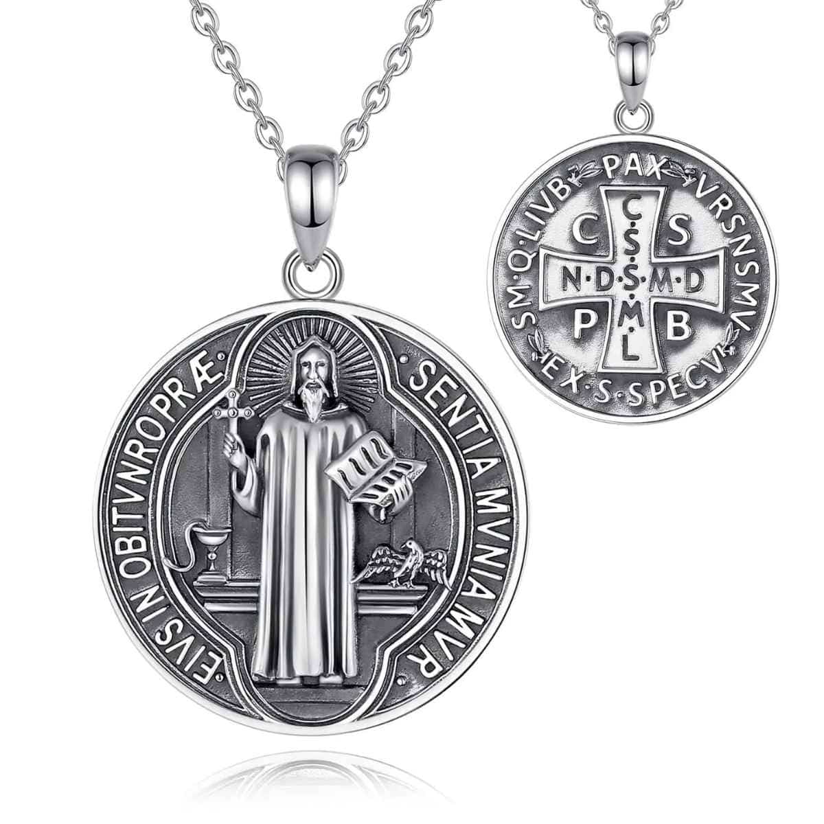 Silver St. Benedict Medal Necklace - Image 4