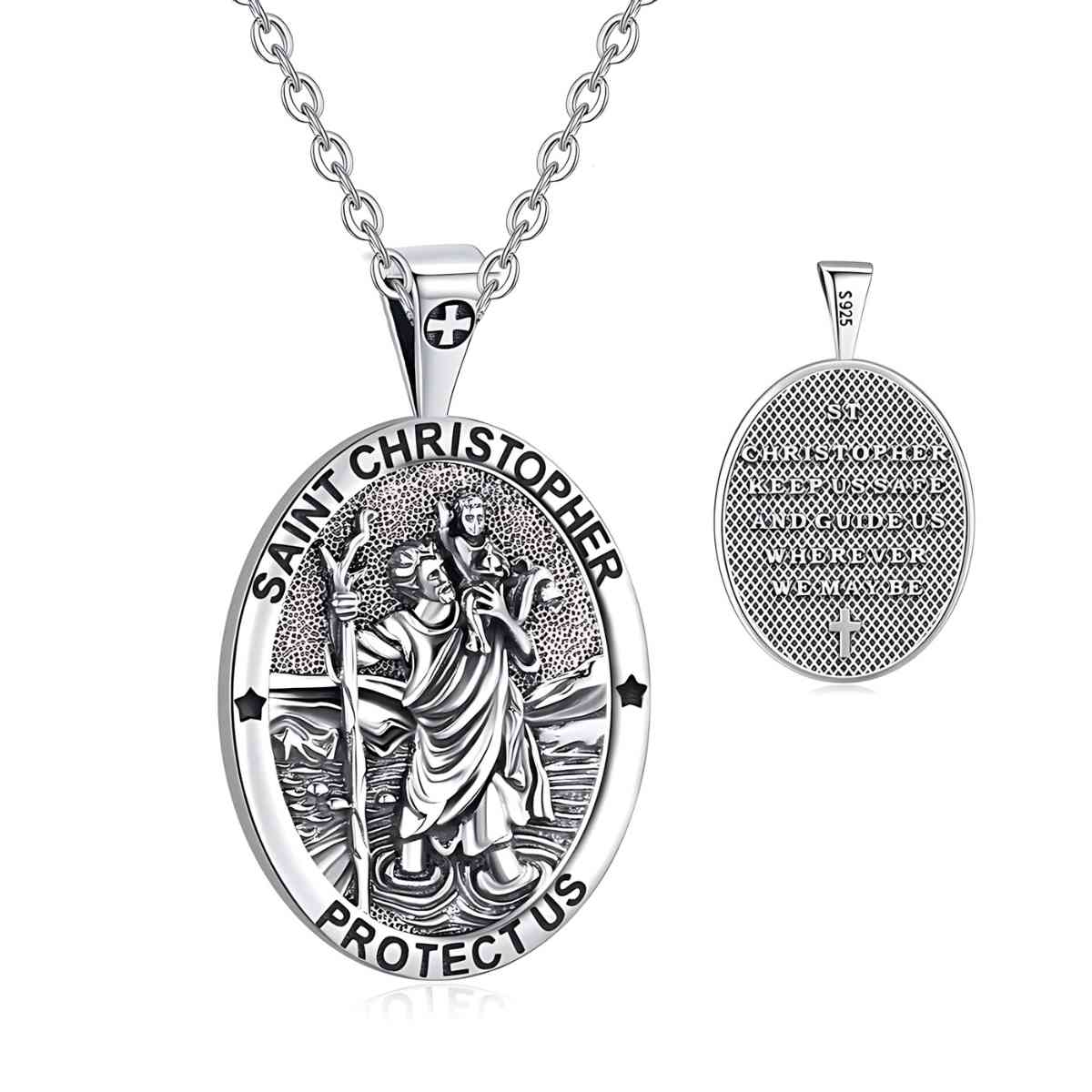 Silver St. Christopher Necklace with Prayer - Image 4