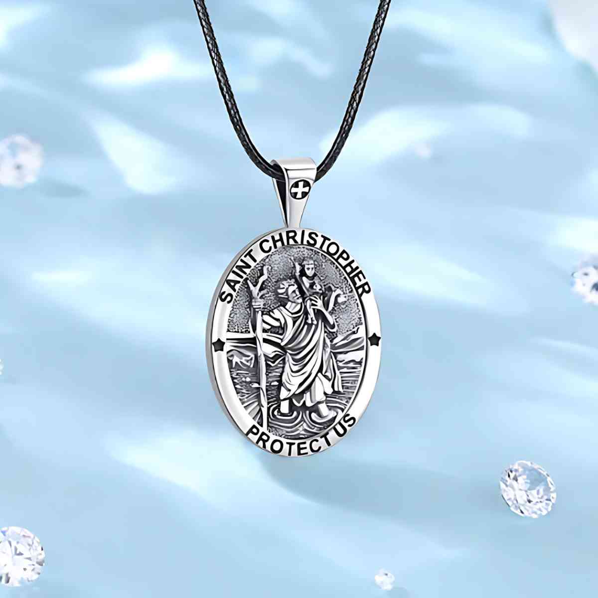 Silver St. Christopher Necklace with Prayer - Image 6