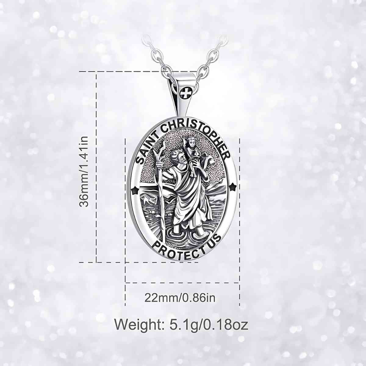Silver St. Christopher Necklace with Prayer - Image 7