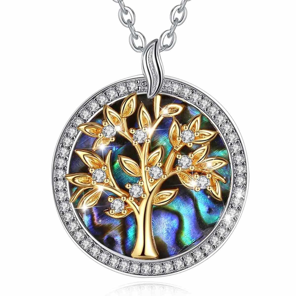 Silver Tree of Life Pendant with Abalone Inlay - Image 2