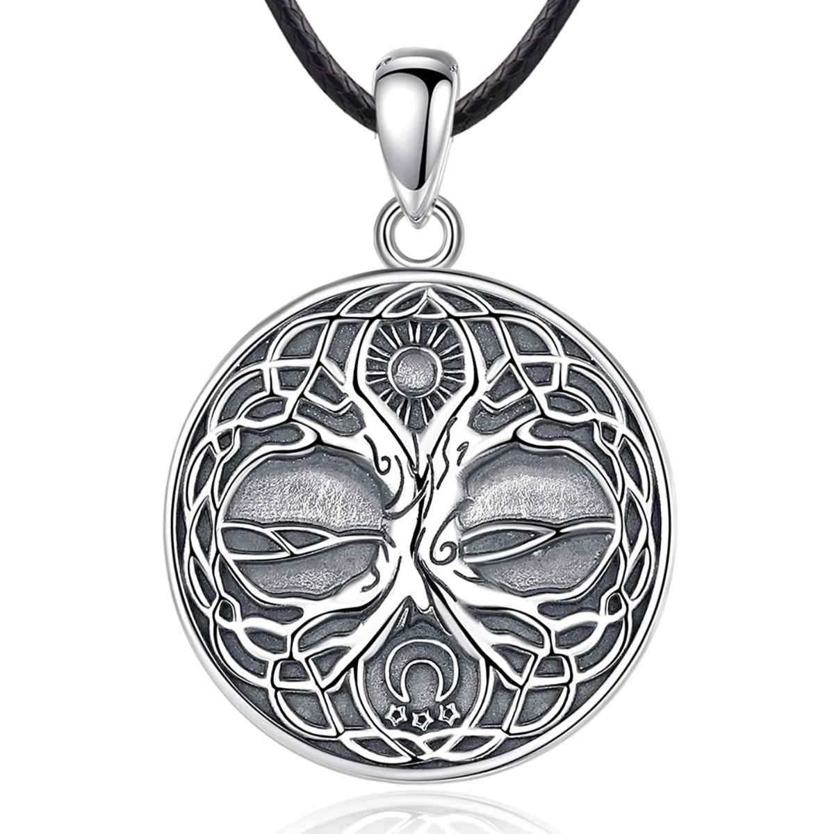 Silver Yggdrasil Pendant with Sun and Moon - Image 2