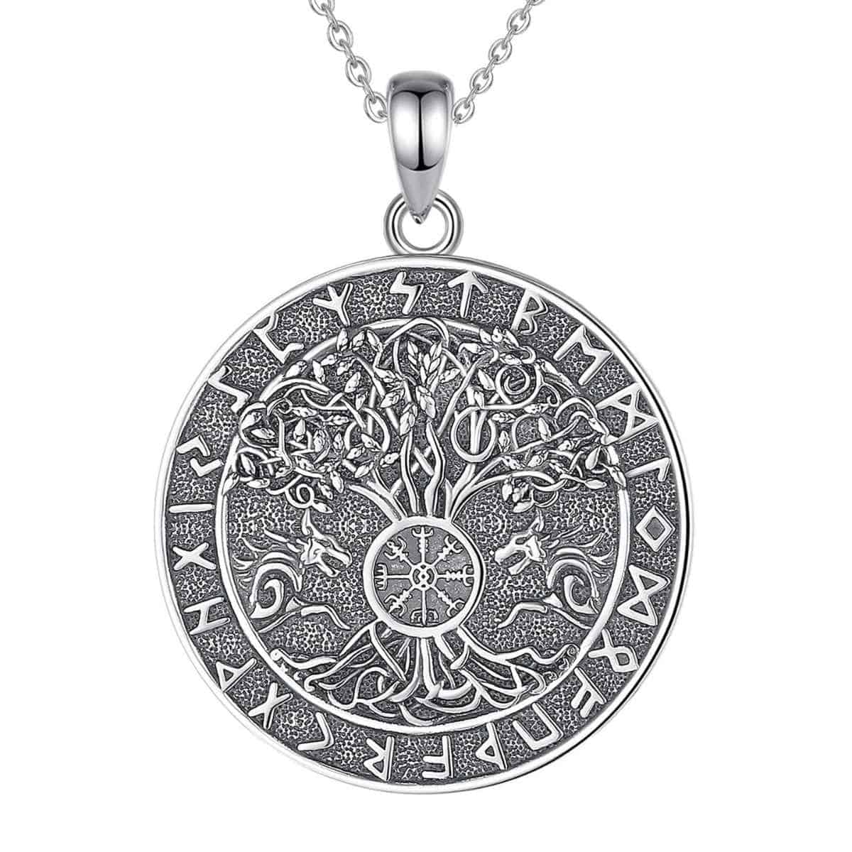 Silver Yggdrasil Pendant with Vegvisir and Runes - Image 4
