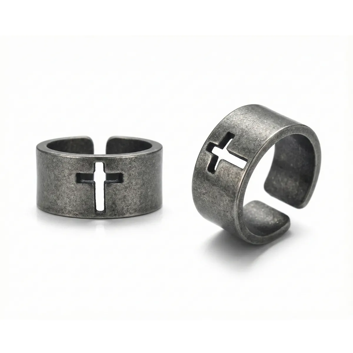 10mm Simple Cross Band Ring Stainless Steel - Image 3