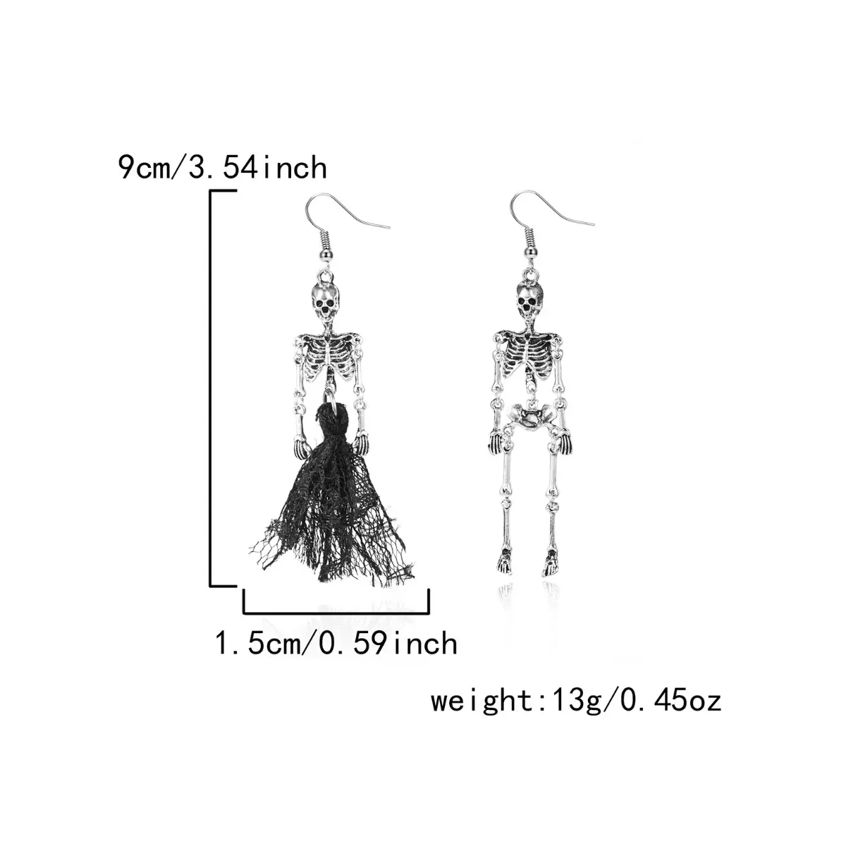 Skeleton Bride Dangle Earrings - Image 6