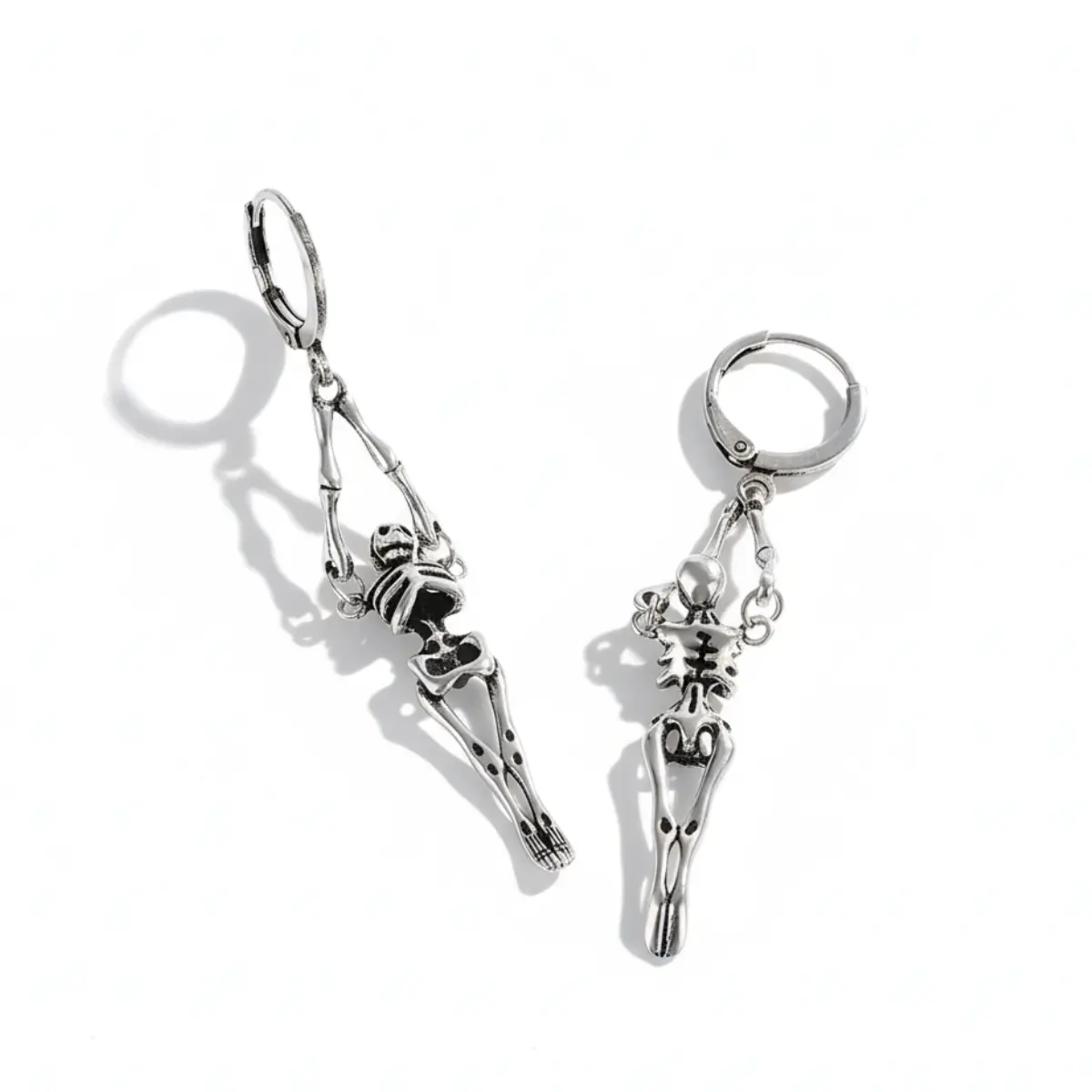 Skeleton Dangle Hoop Earrings - Image 4