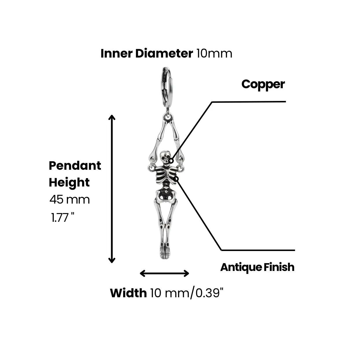 Skeleton Dangle Hoop Earrings - Image 5