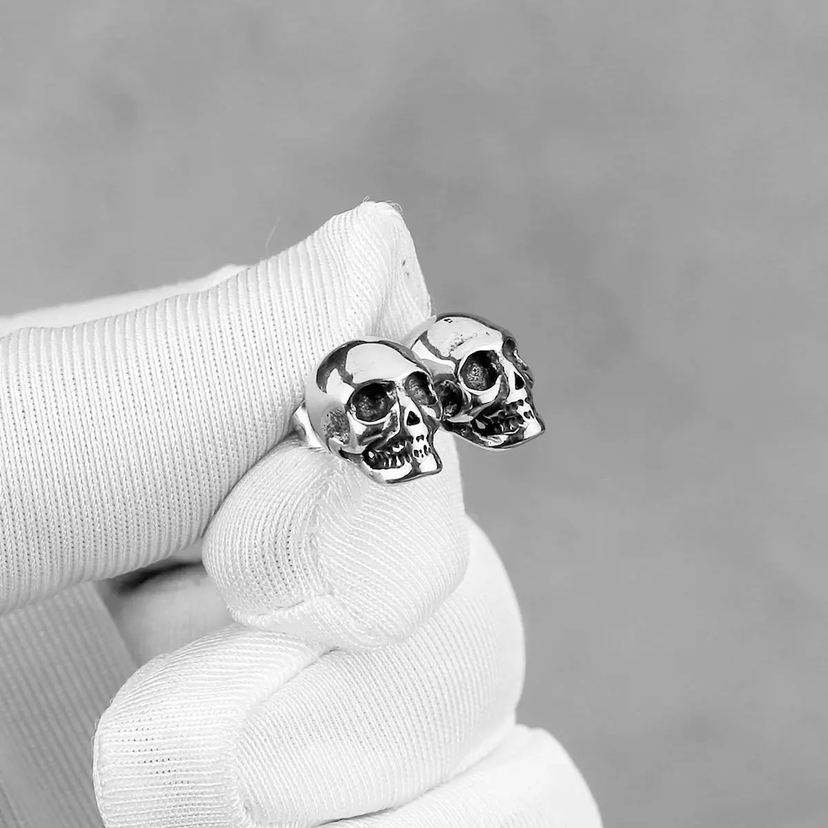 Skull Stud Earrings Stainless Steel - Image 3