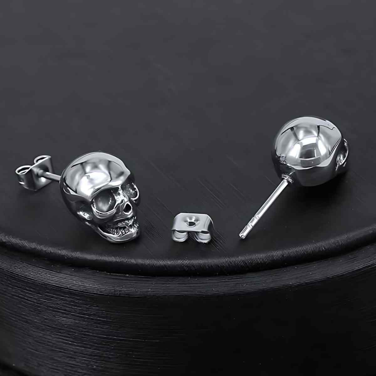 Skull Stud Earrings Stainless Steel - Image 4