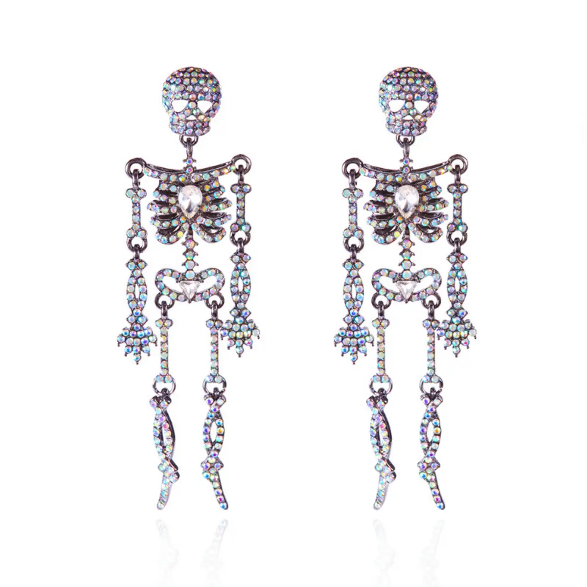 Pavé Rhinestone Skeleton Earrings for Halloween - Image 7