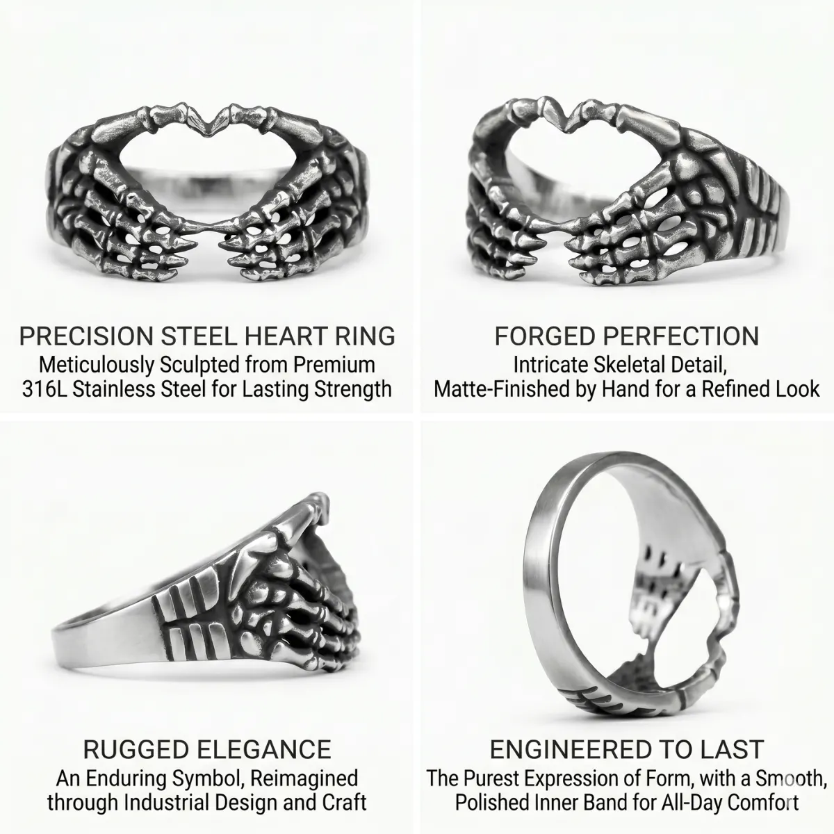 Skeleton Hand Heart Ring - Image 4