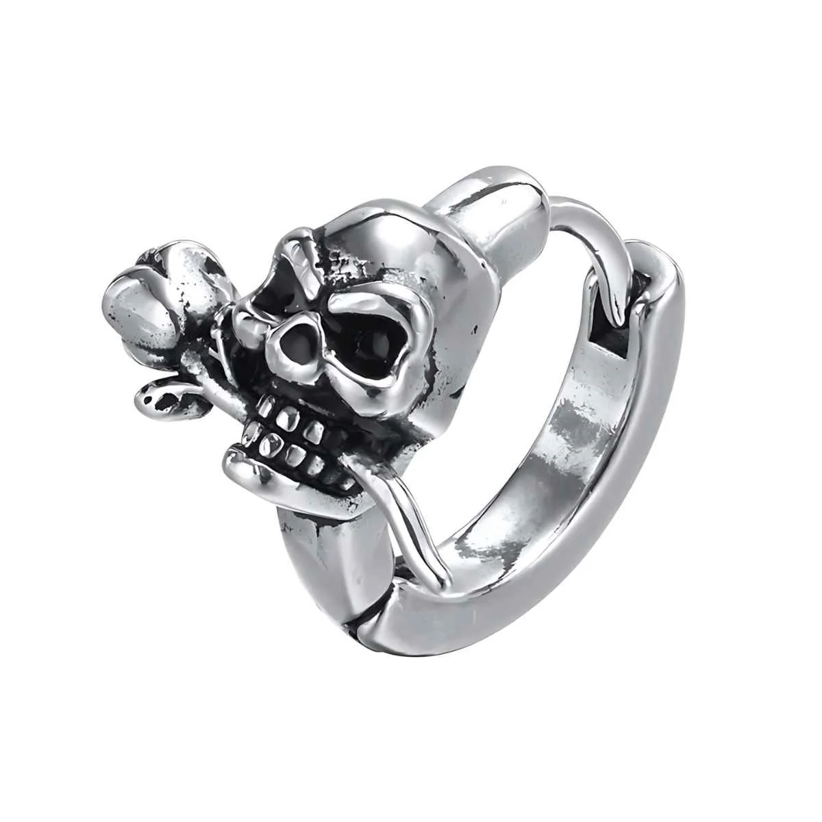 Skull and Rose Hoop Earrings - Image 8